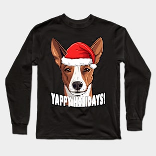 Basenji Christmas Gift Yappy Holidays Santa Dog Long Sleeve T-Shirt